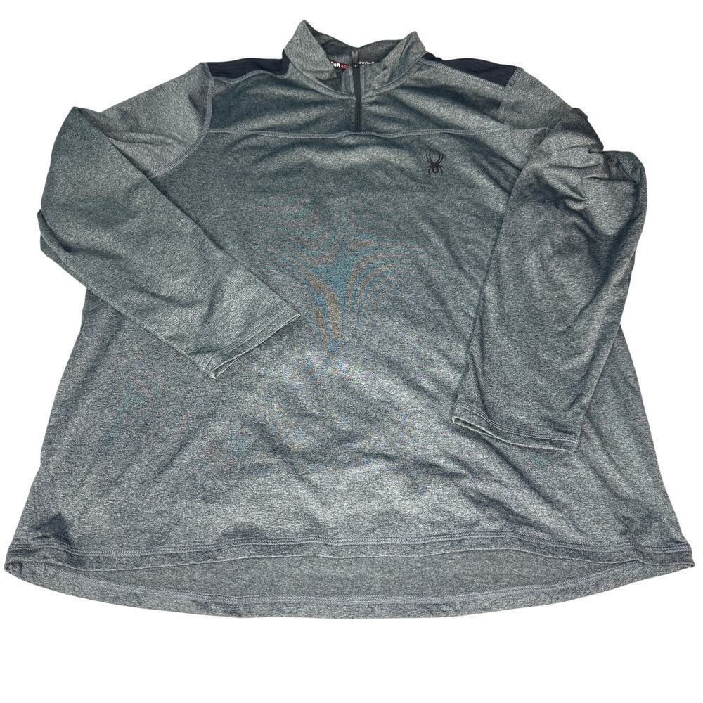 Spyder Men's sz Large Long Sleeve Pullover 1/4 Zip Dark Heathered Gray Active